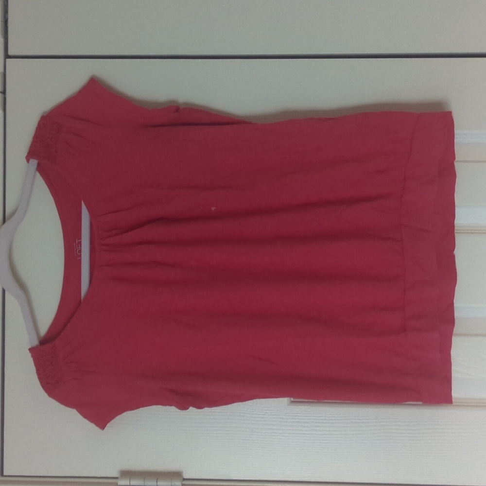 Ann Taylor Loft Pink Top with lace detailing